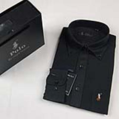 Ralph Lauren men dress shirt - small color pony - solid Black No. 892